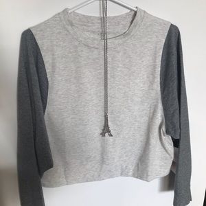 Two colour block solid crop top